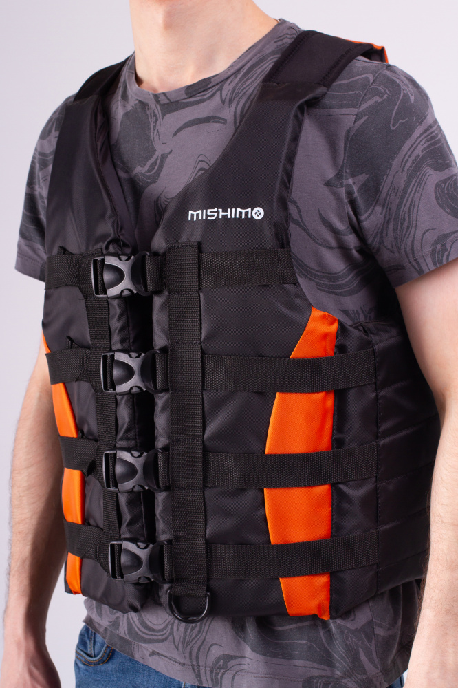 Жилет спасательный MISHIMO PRO Премиум качества Черно-оранжевый в Рыбинске