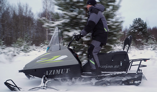 Миниснегоход Бурлак Азимут 20 л.с. , эл.запуск, реверс, тормоз гидравл, капот серый в Рыбинске